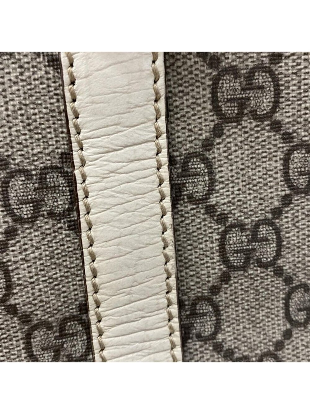 Gucci Tote GG Plus Supreme Gray Beige Ivory Leather - Picture 12 of 13